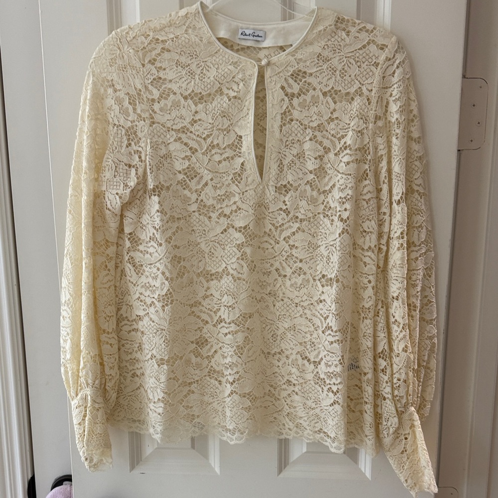 Robert Graham Cream Lace Blouse